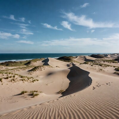 Sand dunes meeting ocean