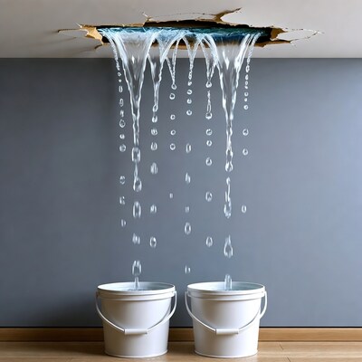 Ceiling Leak into Two Buckets