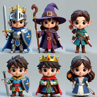 Chibi Fantasy Characters Illustration