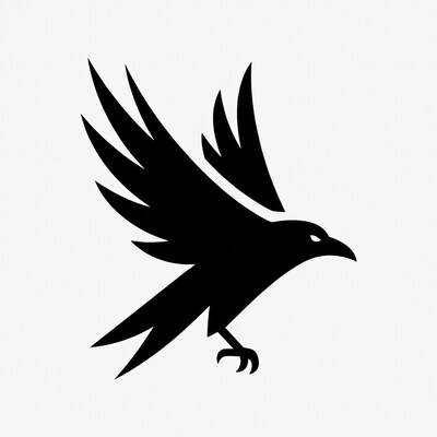 Flying Raven Silhouette Vector