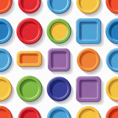 Colorful Round Square Plates Pattern