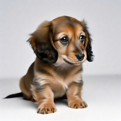 Cute Dachshund Puppy on White Background