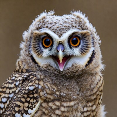 Close-up pearl-spotted owlet calling