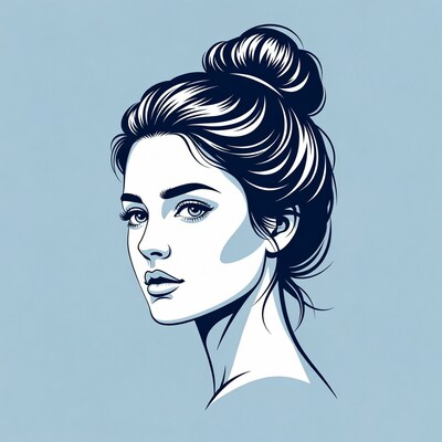 Woman with bun hairstyle profile