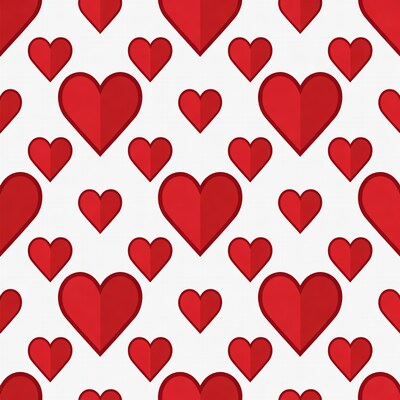 Red Hearts Seamless Pattern
