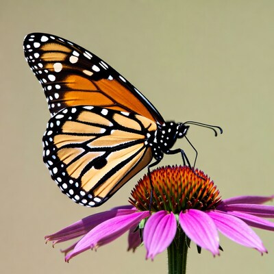 Monarch butterfly on pink coneflower