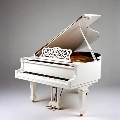 White grand piano open lid
