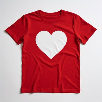 Red T-shirt with white heart