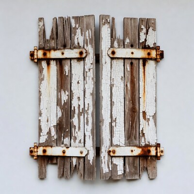 Old weathered wooden shutters