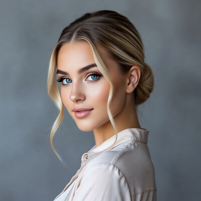 Blonde woman with bun hairstyle
