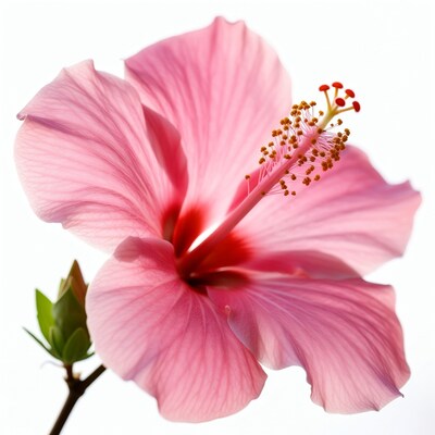Pink Hibiscus Flower on White Background