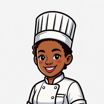 Smiling African-American woman chef illustration
