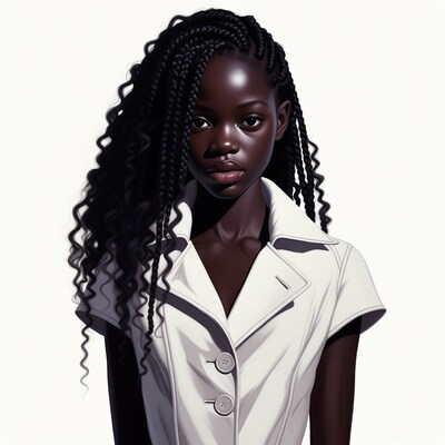African woman with braids in white blazer
