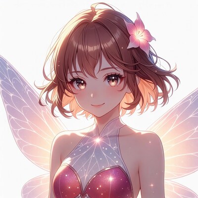 Anime girl with wings and flower