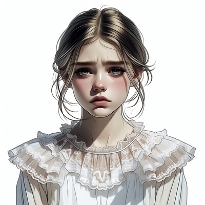 Girl in lace collar blouse illustration