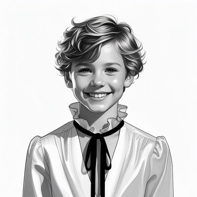 Smiling boy in ruffled collar shirt
