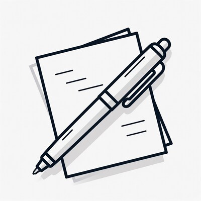 Pen on stacked papers illustration