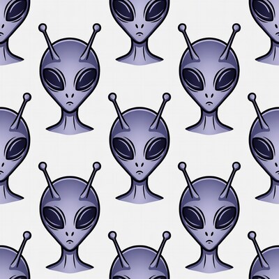 Alien Heads Seamless Pattern