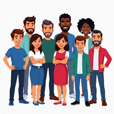 Diverse team illustration smiling together