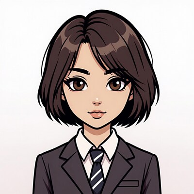 Anime girl in suit and tie