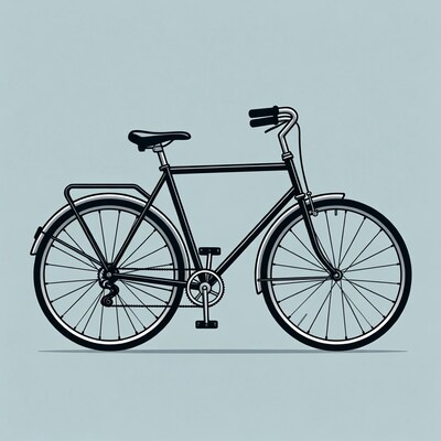 Black line art bicycle illustration
