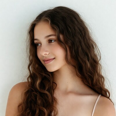 Teen girl with curly brown hair