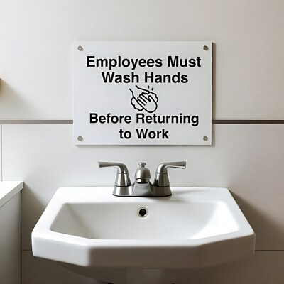 Employees Must Wash Hands Sign Above Sink