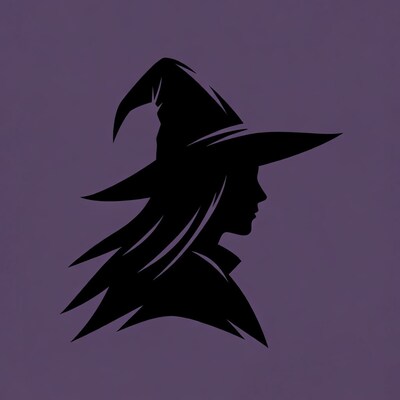 Silhouette of Witch in Pointed Hat