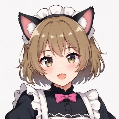 Anime cat girl maid smiling