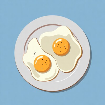 Two Fried Eggs on Plate