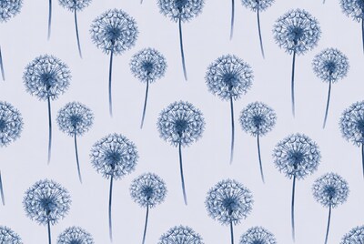 Blue Dandelion Seamless Pattern
