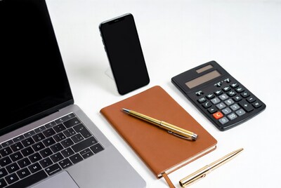 Laptop Notebook Calculator Phone Workspace