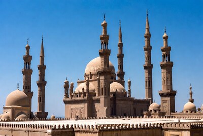Egyptian Mosque with Minarets and Domes