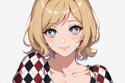 Blonde anime girl with blue eyes