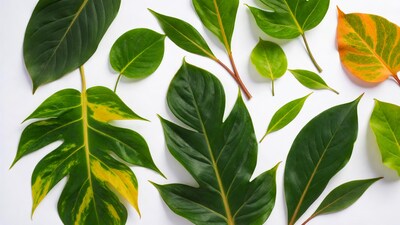 Assortment of green tropical leaves