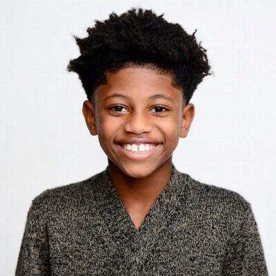 Smiling African-American boy with curly hair