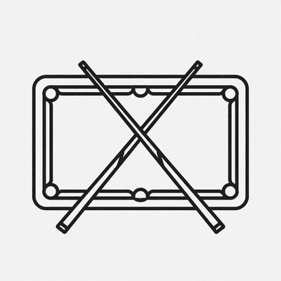 Crossed Pool Cues on Billiard Table