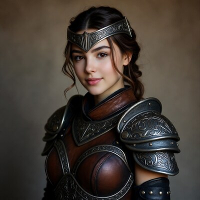 Young woman in fantasy armor