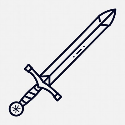 Line Art Medieval Sword Illustration