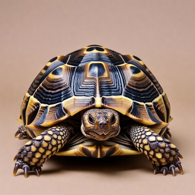 Radiated Tortoise on Beige Background