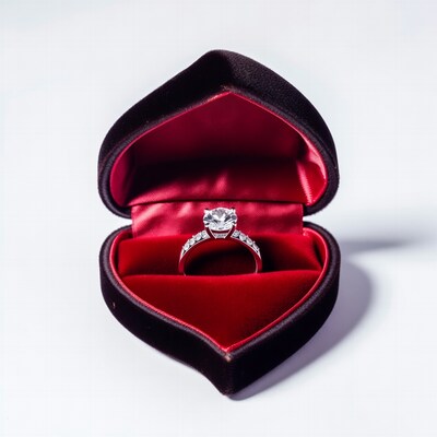 Diamond Engagement Ring in Red Velvet Box