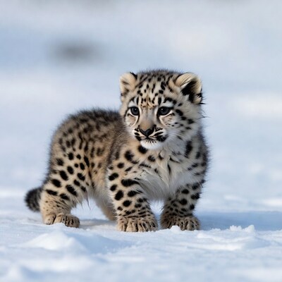 Snow Leopard Cub in Snow