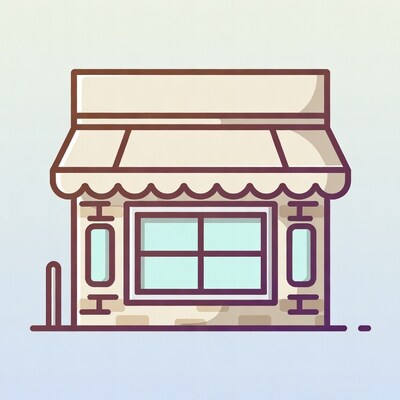 Cartoon Shop Building with Awning