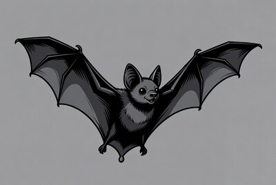 Cartoon bat with wings spread