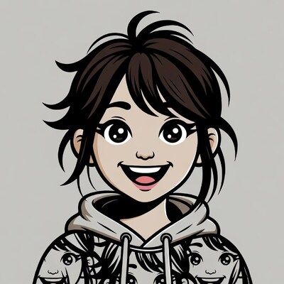 Anime girl smiling in hoodie