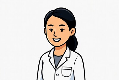 Asian woman in lab coat illustration