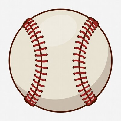 Illustrated Baseball on White Background