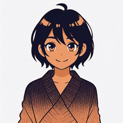 Anime girl in gradient kimono