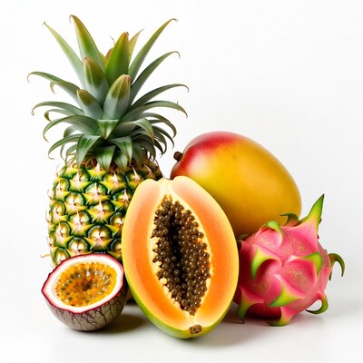 Tropical Fruits Pineapple Papaya Mango Dragonfruit Passionfruit