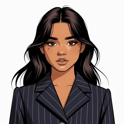 Woman in pinstripe blazer illustration